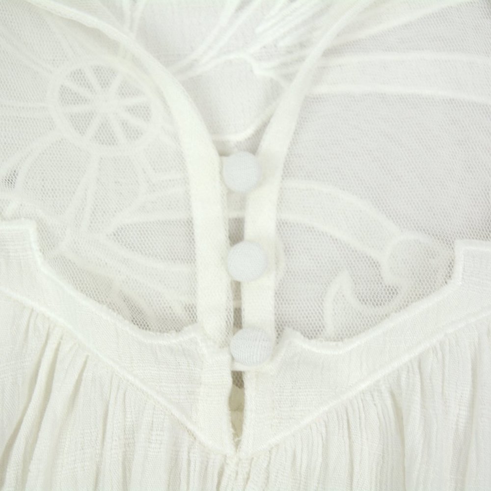 Free People White Lace Button Front Top XS - Picture 6 of 8